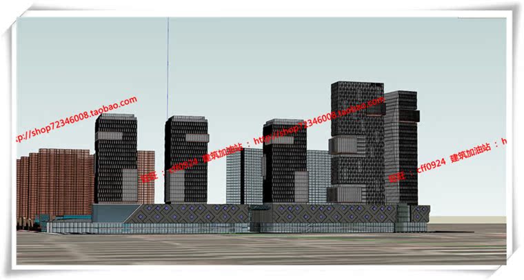 JZ211 福州商业项目办公酒店公寓SU模型/sketchup+cad图纸-2