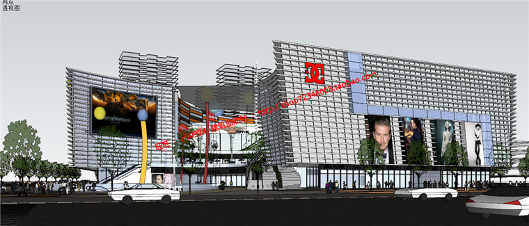 NO00514cad平面图+su模型+效果图商业百货超市购物中心商场建...-10