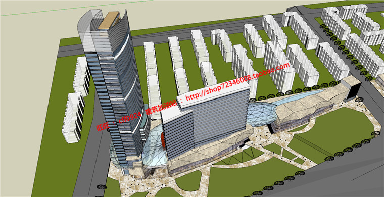 NO00619sketchup+cad图纸源文件商业办公写字楼购物商业街-5