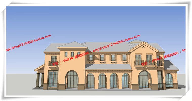 JZ195欧式商业街/步行街建筑方案SU模型/效果图/3DMAX-2