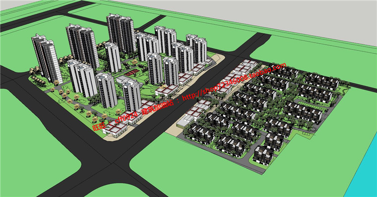 NO01506别墅群居住区高层小区设计su模型cad图纸psd效果图-8