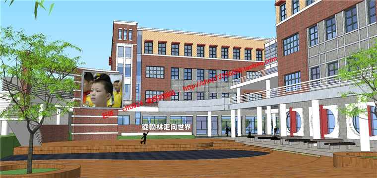 NO00680模型学校中学小学教学楼cad图纸平剖面+SU模型-12