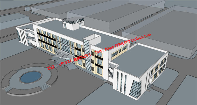 NO00665cad图纸su模型效果图3dmax厂区多层办公楼写字楼建筑方...-2