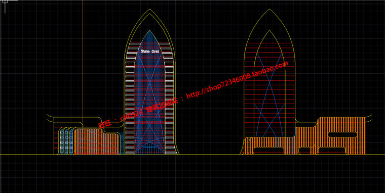 NO00640su模型+cad+效果图+max电信办公大楼现代高层写字楼建...-16