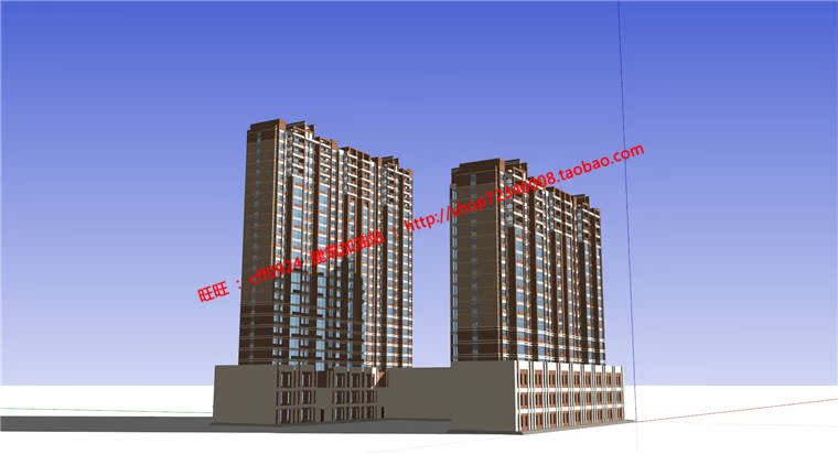 NO00239商住楼/住宅/商业公建设计全套su模型cad图纸效果图-3