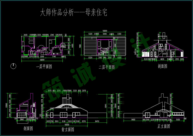 TU00034母亲住宅/之家 SU+CAD+PPT 罗伯特 文丘里 别墅-3