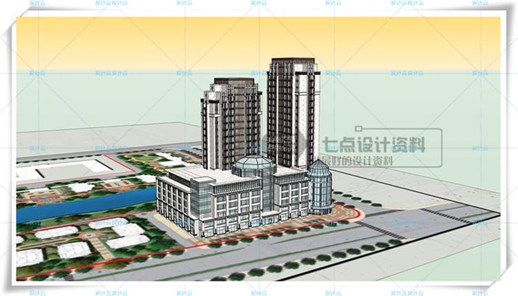 TU00825欧式新古典商业街区综合体cad施工图+su+文本-13