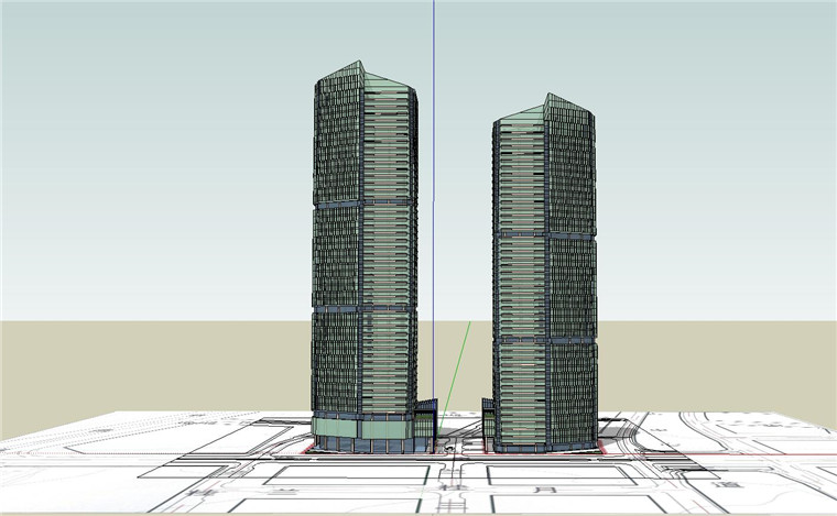 NO01210双子摩天塔楼办公写字楼设计含cad图纸su模型文本册...-29