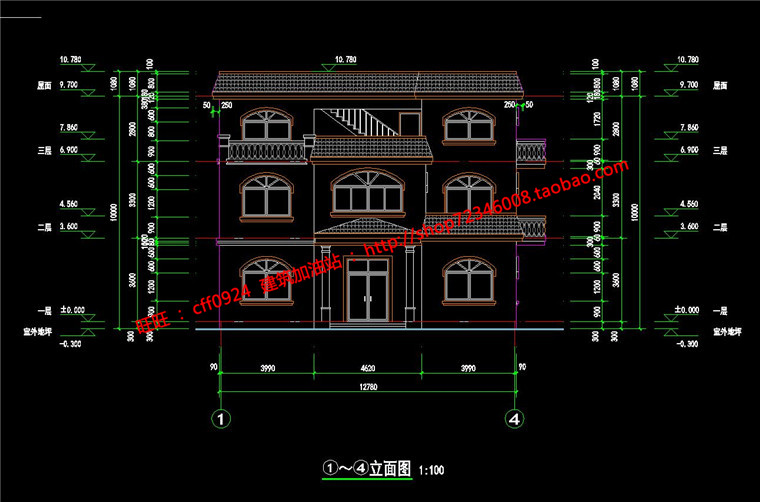 NO01099 别墅单体建筑方案设计cad图纸平立剖效果图su模型-10