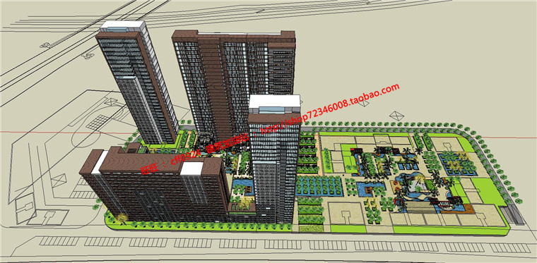 NO01219小区规划项目中标方案设计cad总图户型3dmax模型效果图-15