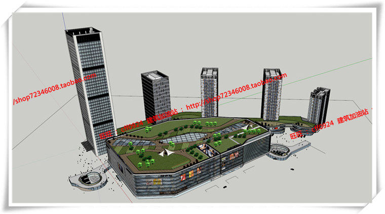 JZ213盛达国贸商业/商业综合体cad图纸+su+效果图+ppt文本-17