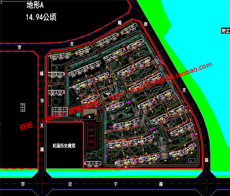 NO01505大型居住区小区规划设计cad图纸su模型psd展板效果图-9