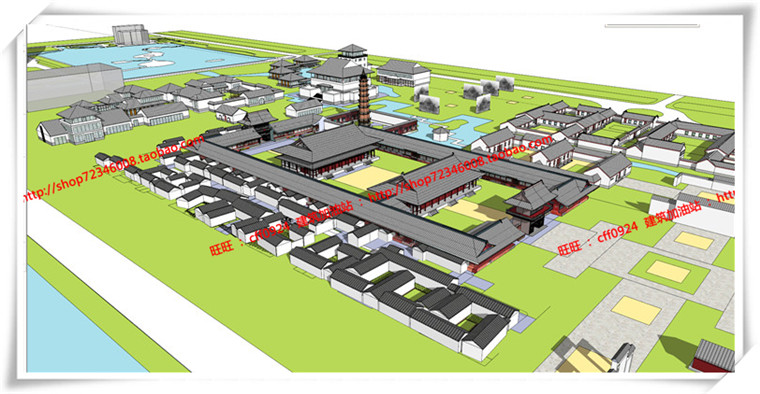 JZ131古建建筑城市规划古建SU模型+cad图纸+效果图+方案文本-12