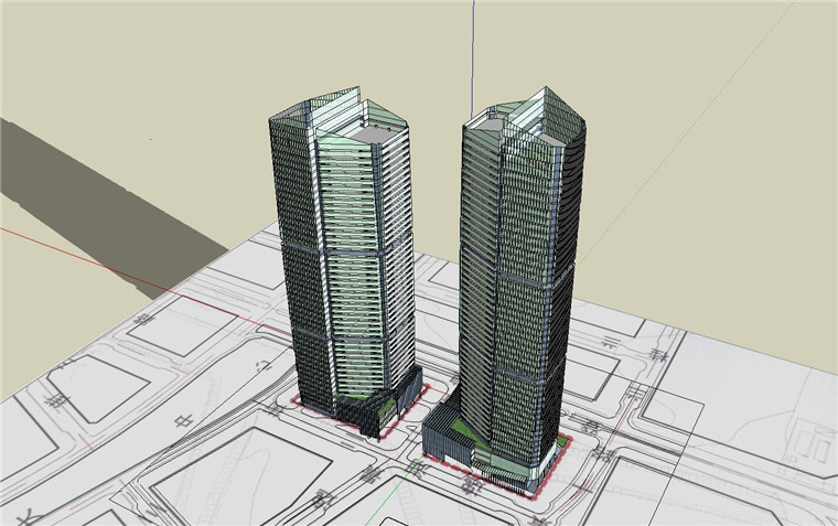 NO01210双子摩天塔楼办公写字楼设计含cad图纸su模型文本册...-32