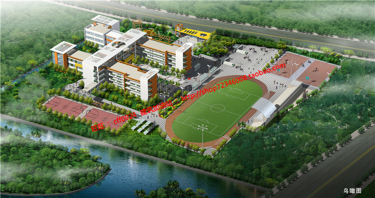 NO01365高校十二班小学建筑方案设计cad图纸效果图排版PSD-1