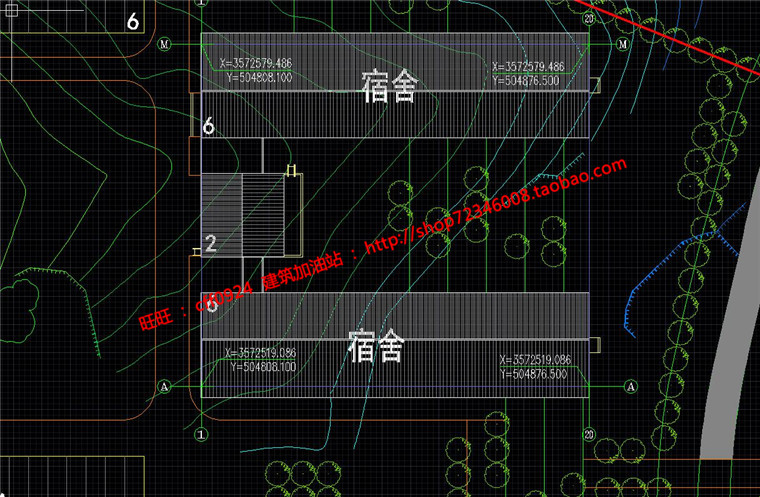 NO01520学生宿舍楼建筑方案设计cad总图平面图纸及效果图-5