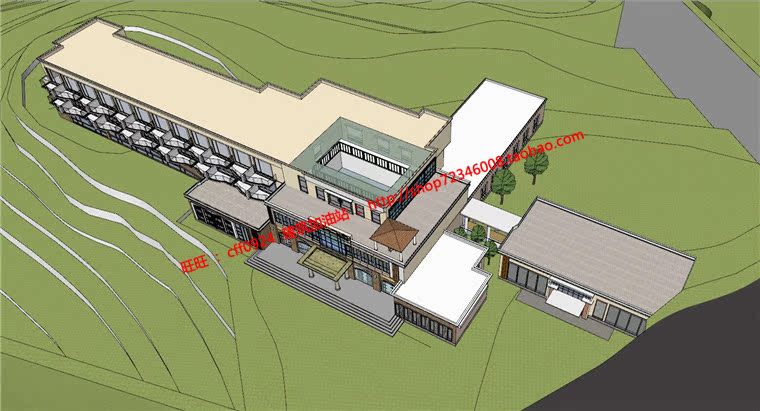 NO01502学生山地旅馆设计cad总图平立剖效果图展板PSD文件3张-10