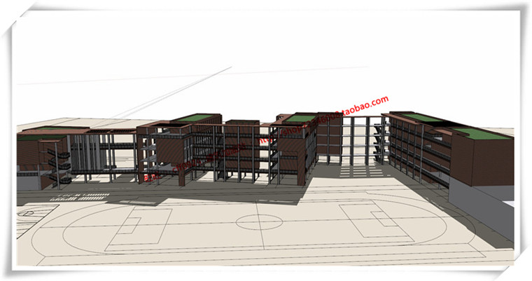 JZ256三林三所公建学校小学cad平立总图+su模型+cad图纸+效果图-9