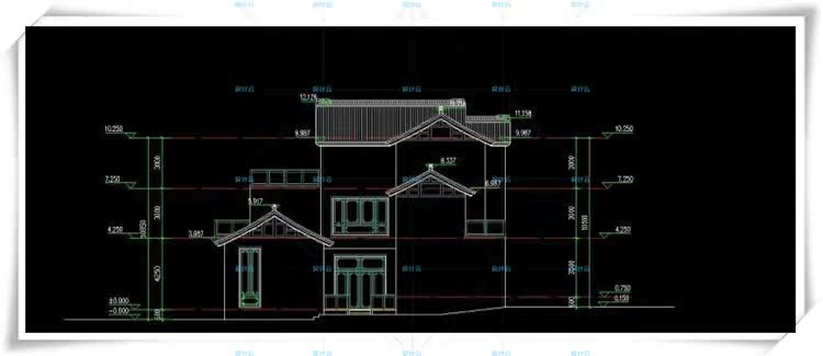 TU00100中式风格类独栋双拼别墅建筑设计CAD+3D模型+高清效果图-22