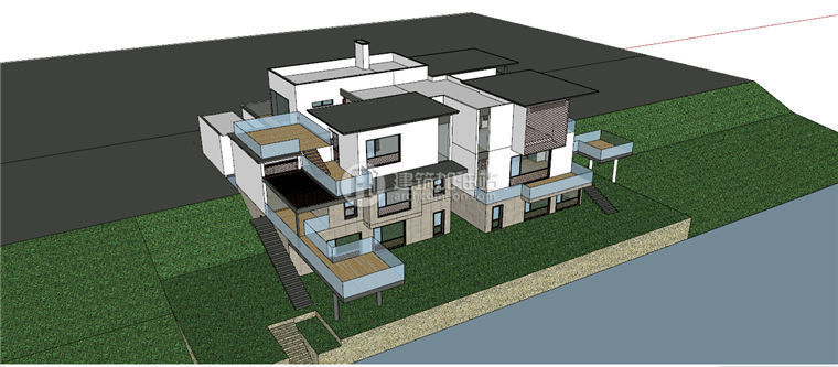 现代风格别墅 独栋别墅建筑方案设计 山地别墅su模型和cad...-5