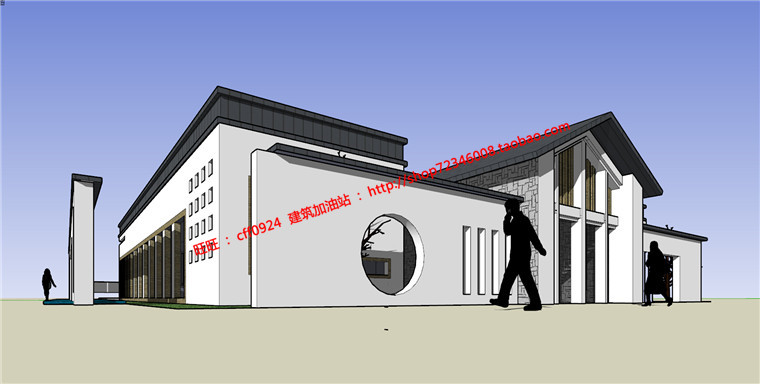 NO00176中式售楼处精选推荐建筑方案设计SU模型+CAD图纸+效果图-5