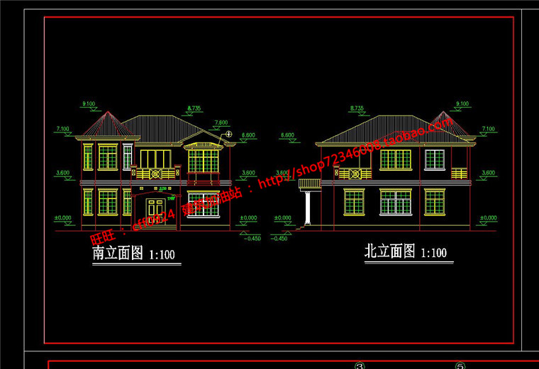 NO01946二层小洋房别墅建筑方案图纸cad平立剖效果图节点-5