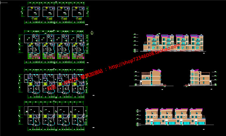 NO00433住宅cad平面/立面建筑方案设计jpg效果图联排花园洋房...-3