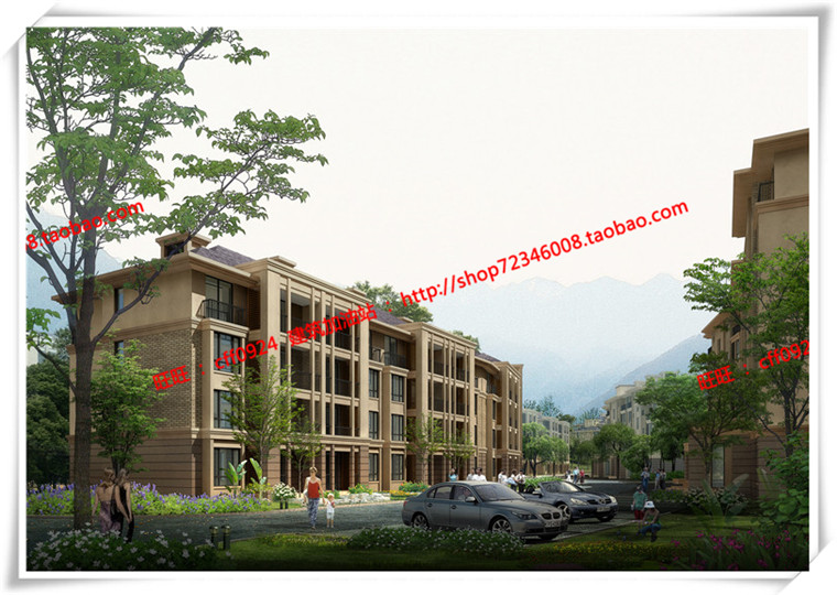 JZ306二期住宅法式欧式简欧多层cad平立面总图+su+效果图-3