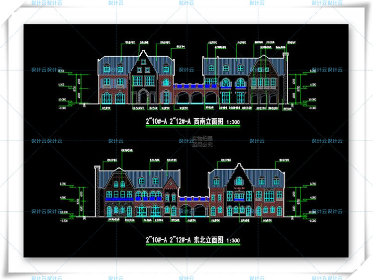 TU00818欧式商业区小镇别墅建筑规划设计cad+su模型+效果图-23