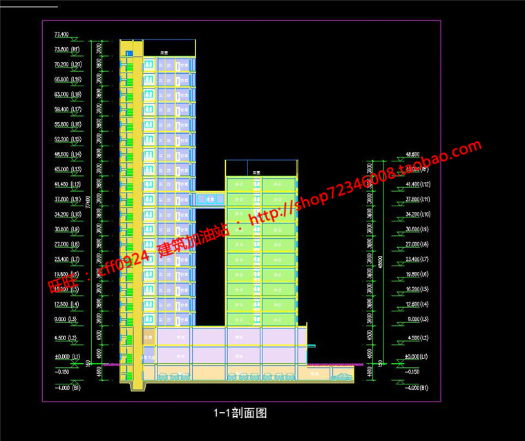 NO01241商住楼建筑方案设计cad总图平面su模型-15