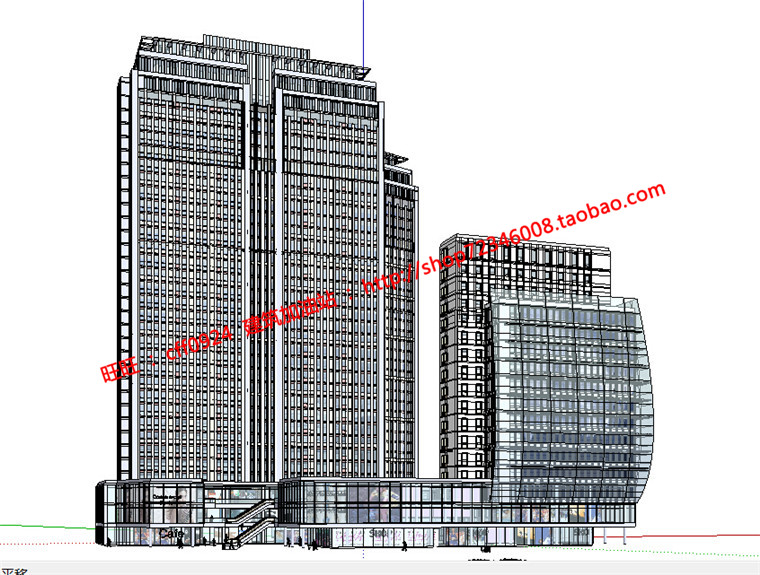 NO00190su+cad图纸+效果图商业综合体办公酒店项目建筑-7