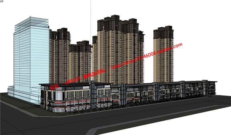 NO00792商住楼建筑方案设计cad施工图+su模型+效果图-3