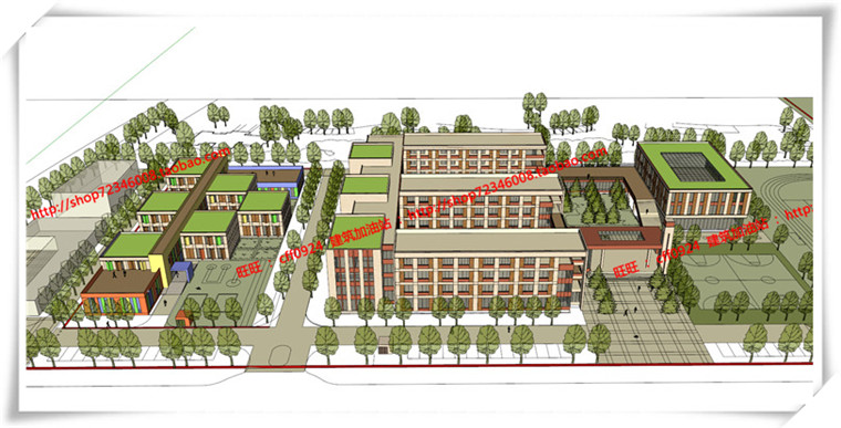 JZ257世茂昆山公建学校/中小学/小学cad平立总图+su模型-3