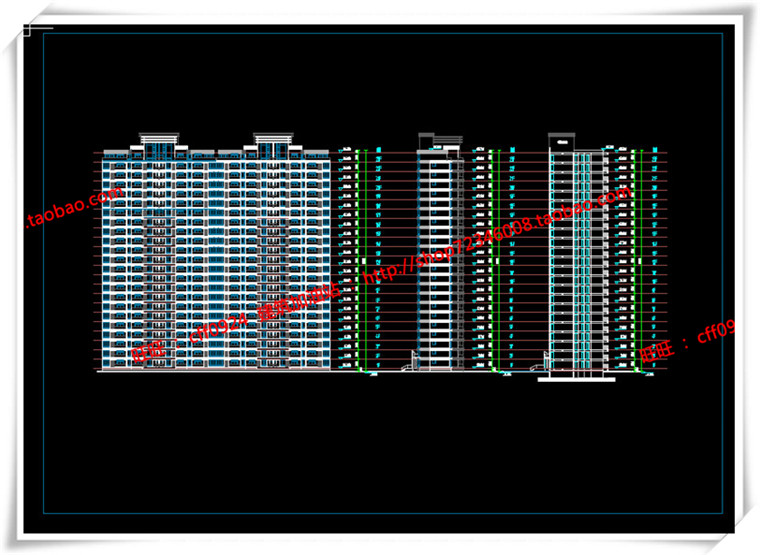 JZ234宁波广洋商住宅楼cad平立面总图artdeco su模型+效果图-28