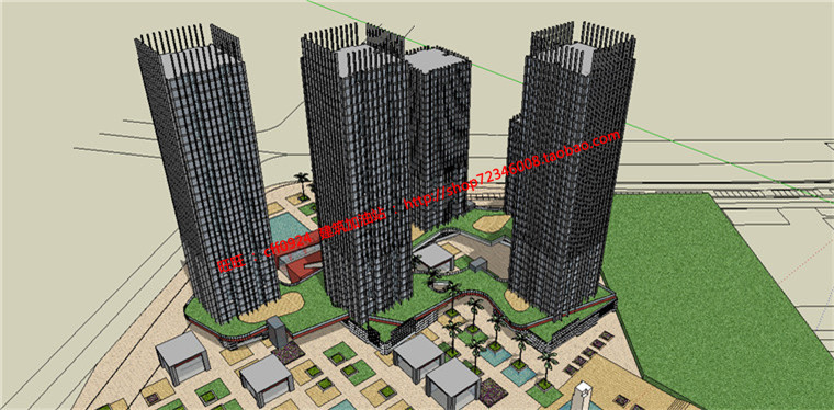 NO01219小区规划项目中标方案设计cad总图户型3dmax模型效果图-8