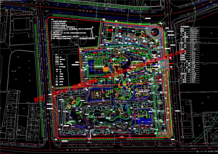 NO01190建筑居住区规划小区生活区社区规划设计cad总图彩平-2