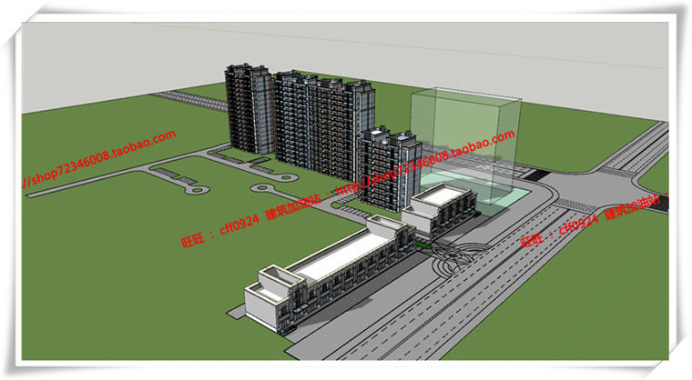 JZ281沿街高层住宅 多层住宅 沿街商业含su模型/cad图纸/效果...-8