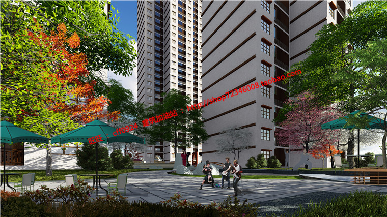 NO01837居住小区住宅规划设计su模型cad图纸psd效果图彩平-7