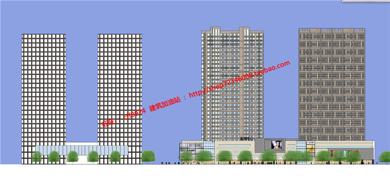 NO00441居住空间cad图纸效果图文本商住楼建筑方案设计-22