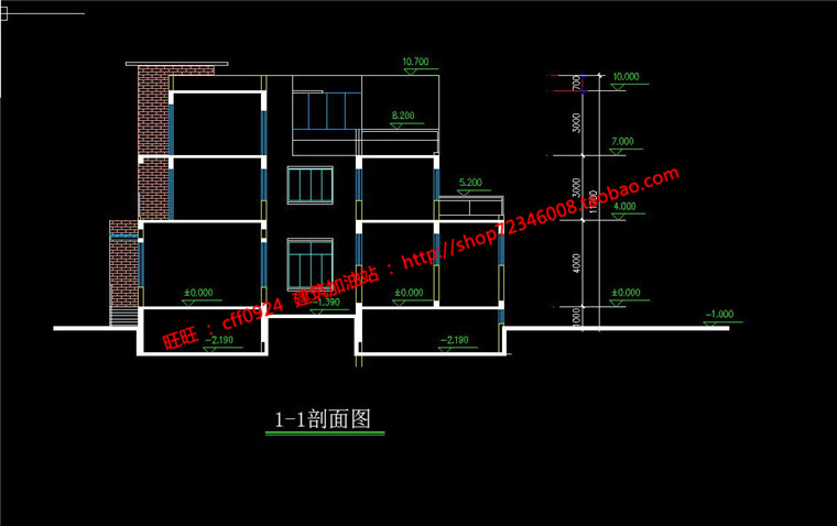 NO01900联排别墅花园洋房住宅2000平方米三层含地下室cad图纸-8