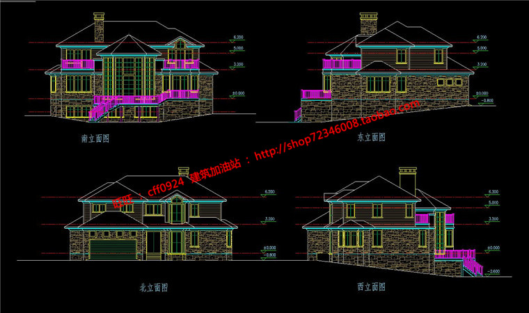 NO01935湖边洋房别墅建筑方案设计二层cad方案设计图纸效果图-6