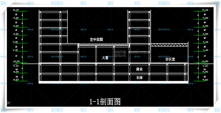 TU00832现代酒店办公设计cad平立剖+su模型多层酒店建筑效果图-13