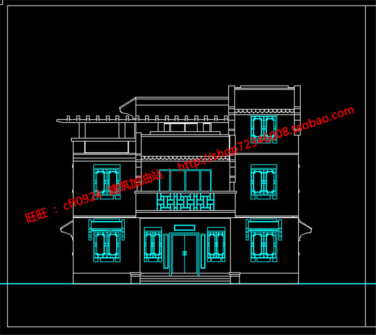 NO00067su模型cad图纸效果图psd原件农村别墅自建房独栋中式...-7