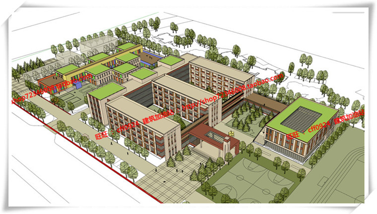 JZ257世茂昆山公建学校/中小学/小学cad平立总图+su模型-1