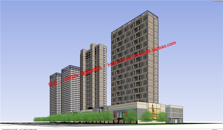 NO00441居住空间cad图纸效果图文本商住楼建筑方案设计-21