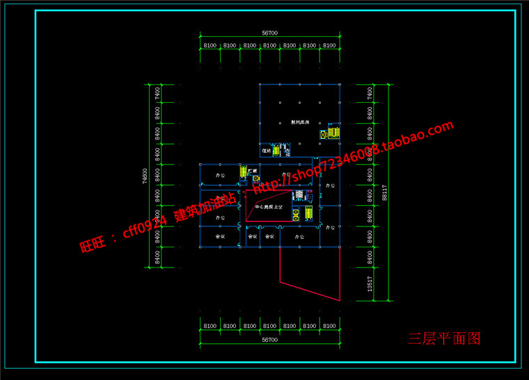 NO00448cad图纸+效果图+文本商务办公科研产业园办公楼建筑...-19