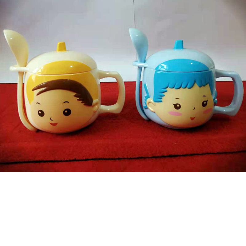 Kindergarten children cartoon cup 250ml boy girl water cup high-end couple cute cup with lid and spoon