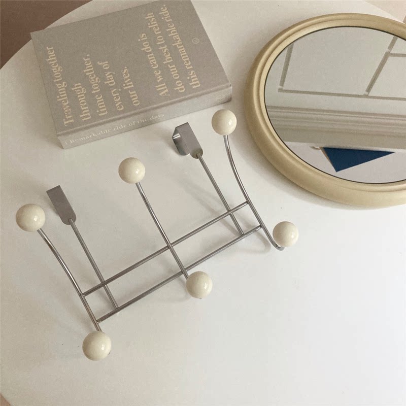 Металлические стойки 好市民大发 韩国vintage铁艺奶油白洗手间卧室门后挂钩衣架装饰