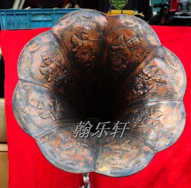 (Physical + Online Store) LP vinyl vintage record player Veteran hand crank gramophone big horn gramophone accessories horn