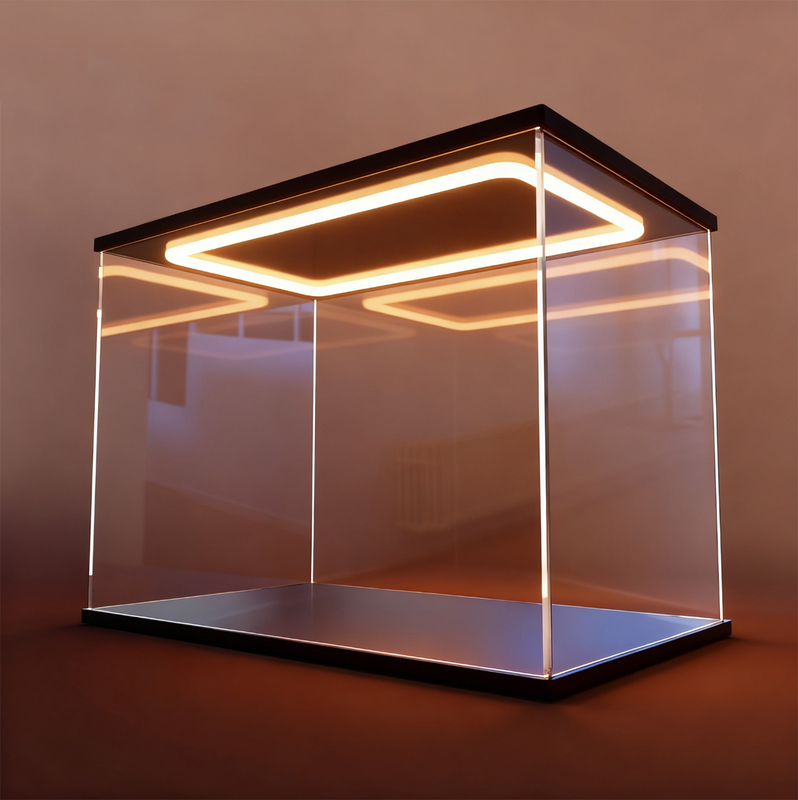 Storage Box with Light, Gundam Model Acrylic Display Box, Figure Display Stand, Household Dust-Proof Transparent Display Box